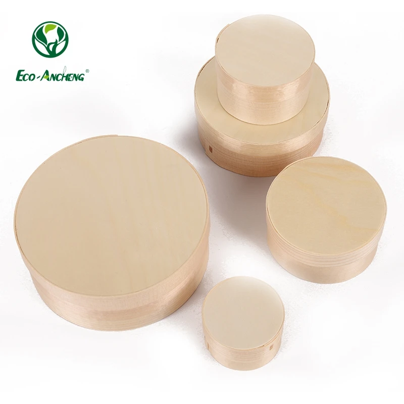 Disposable Wooden Baking Cake Tools Fruit Food Wood Round Cheese Cake Box