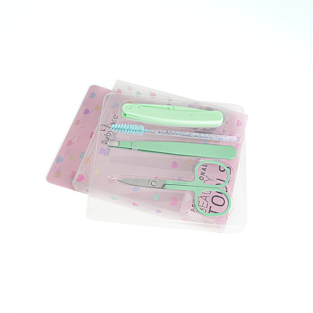 Wholesale Eyebrow Razor Lashes Brush Eyebrow Tweezers Scissors 4 PCS Eyebrow Trimming Kit