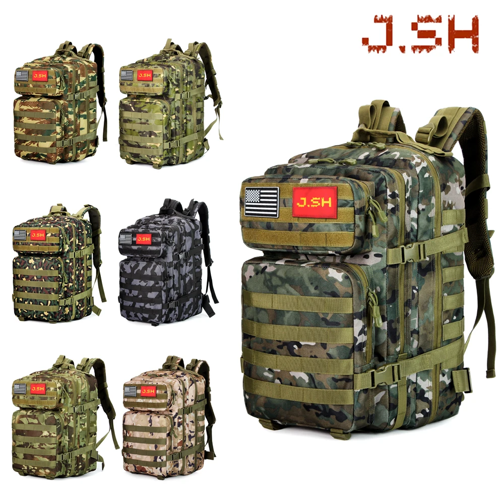 Factory Direct High Quality 45L Tactical Molle System Backpack for Men Hot Sale 900D Oxford Nylon Lining Hiking Backpack