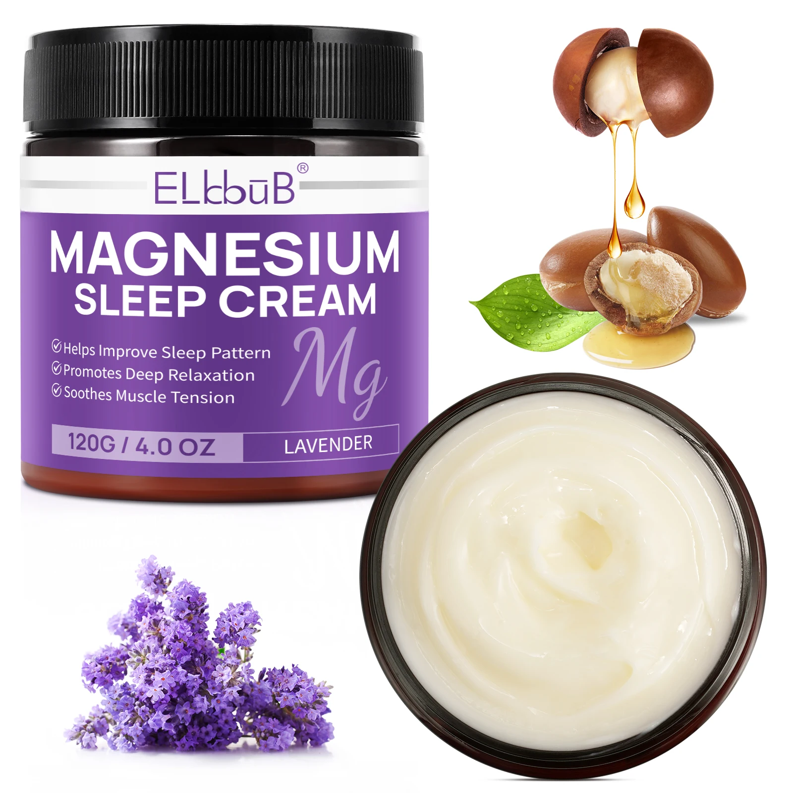 ELBBUB elevate sleep quality soothes muscle tension 120g lavender magnesium body oil magnesium chloride oil magnesium cream