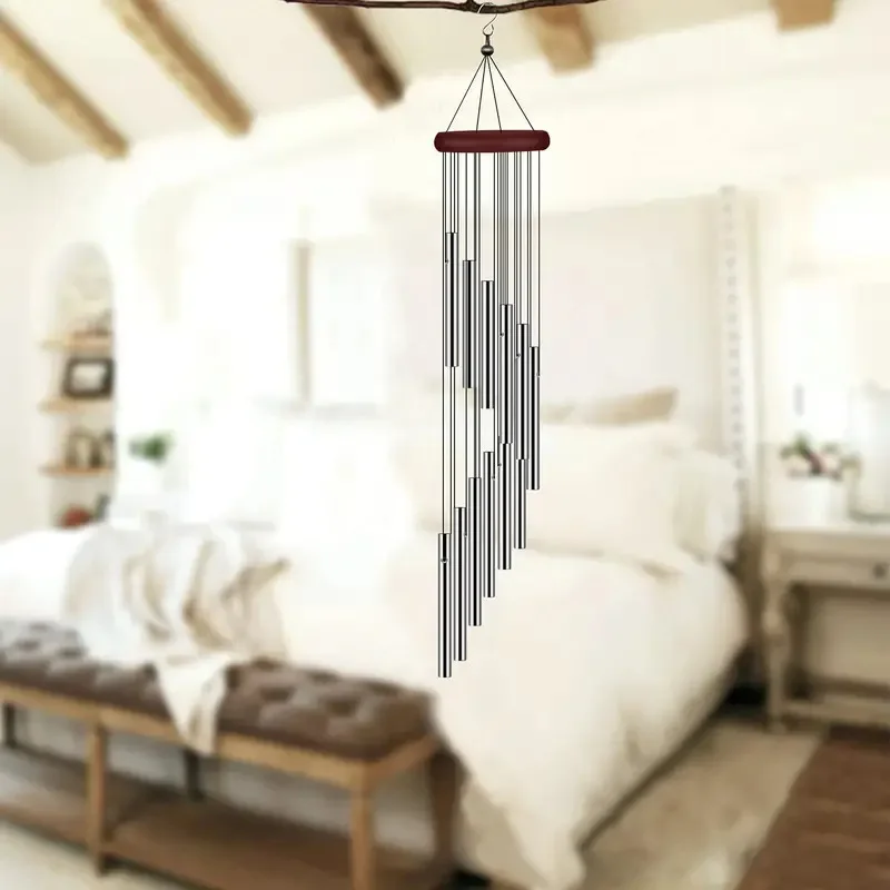Silver Sympathy Wind Chimes for Outdoor, Pet Memorial Wind Chime for Patio, Wooden Wind Chimes for Home or Garden Decor