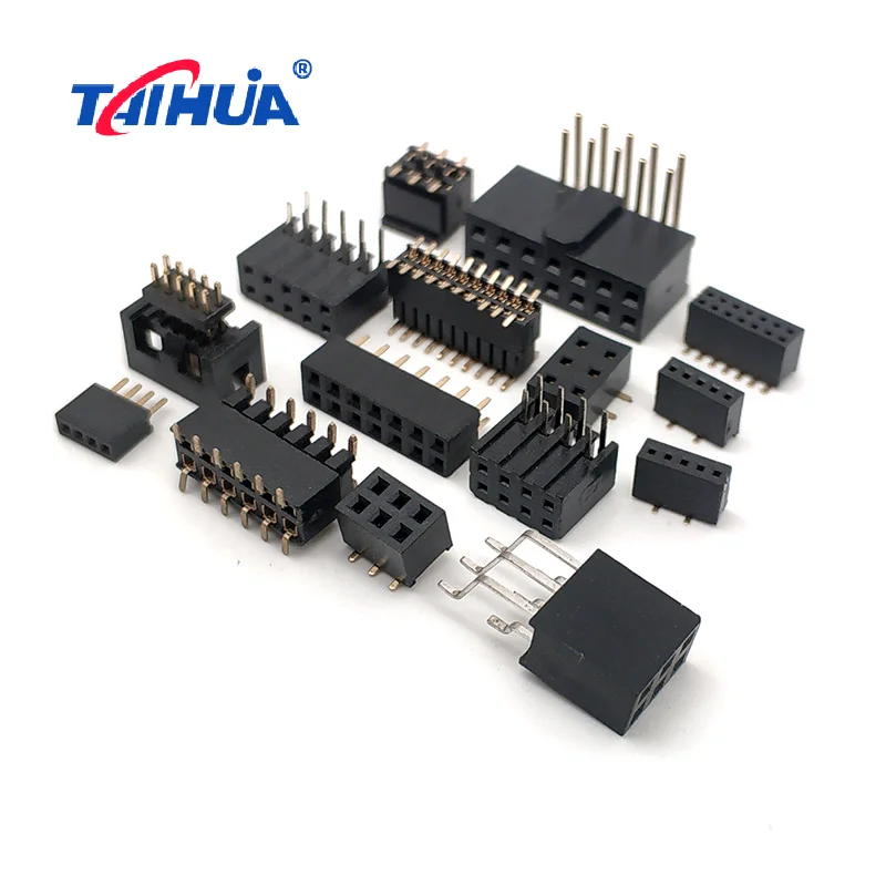 1.27mm 2.0mm 2.54mm Pitch Single Dual Row 180 Degrees/Right Angle DIP SMT ODM OEM  PA6T Gold Plated Female Header Connector