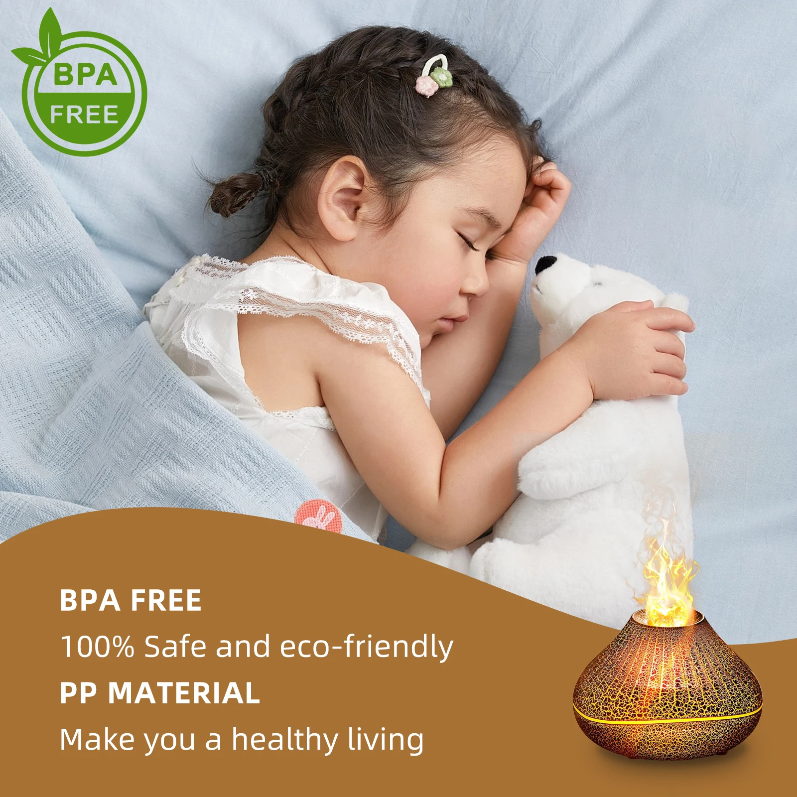 Portable Aromatherapy Aroma Diffuser Home Fire Essential Oil Flame Scent humidifier 1-Year Warranty Air Purifier for Household