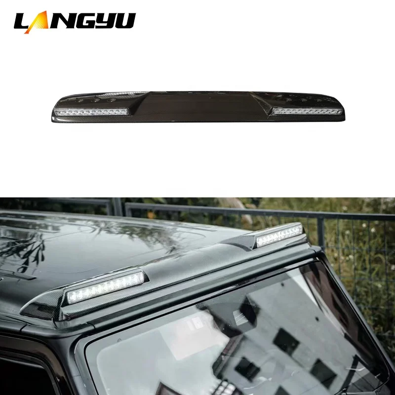 Car Exterior Parts W464 Dry Carbon Fiber Engine Hood RoofLights For Mercedes-Benz G Class W464 Rear Spoiler Spare Cover
