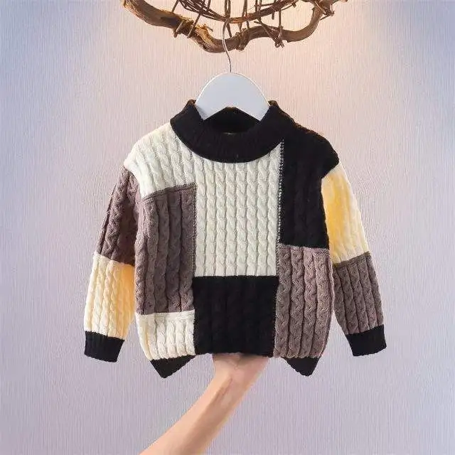 Winter kids baby girls boys autumn winter full sleeve solid knitted outwear coat toddler children Girls pullover sweater