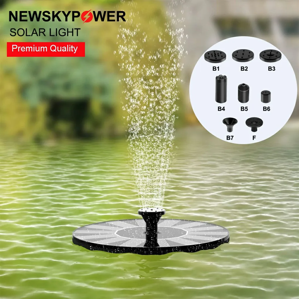 Wireless DC Solar Floating Fountain Birdbath Pump Pet Bird Feeder Water Fountain With 6 Sprayer Head Garden Home Decoration