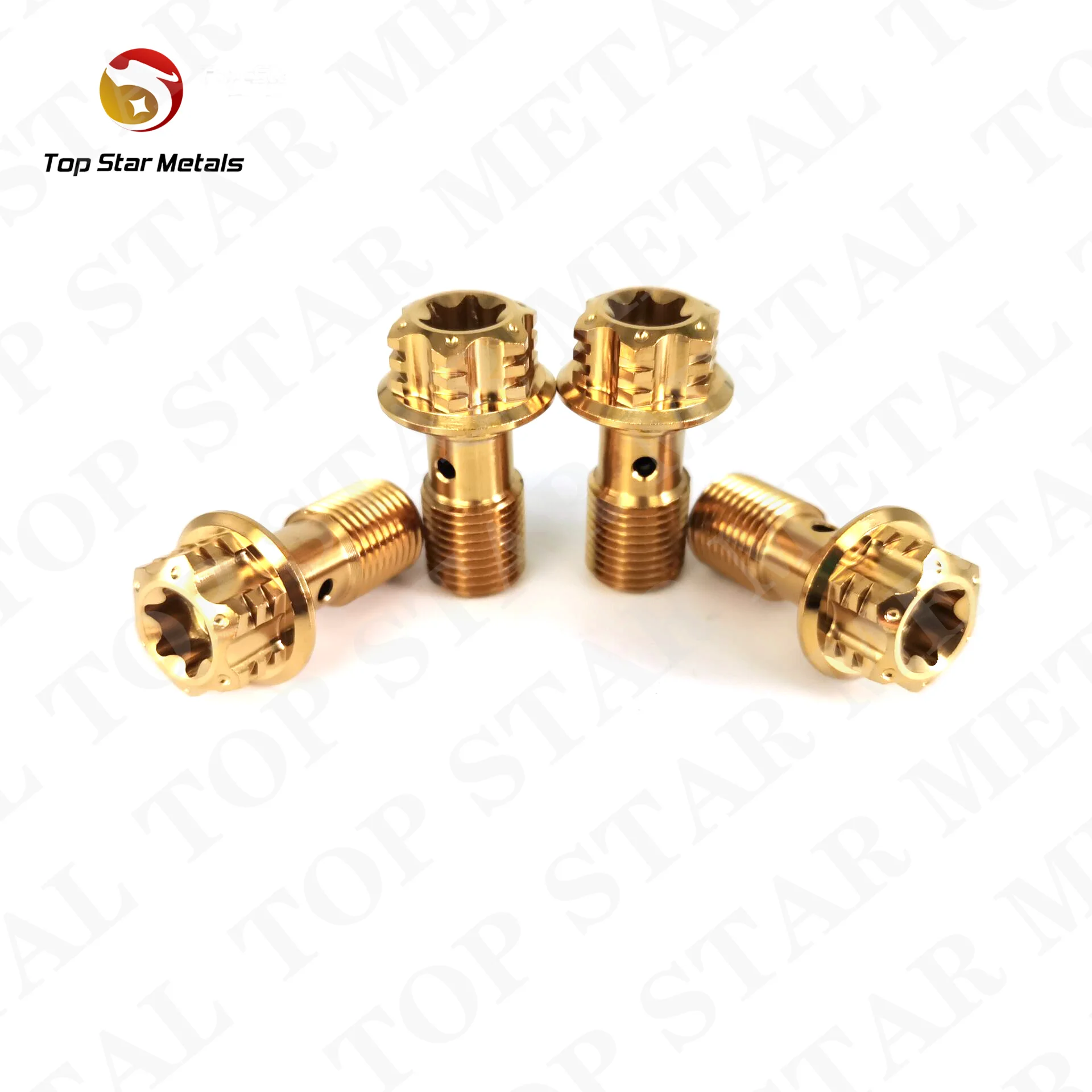 TITST Titanium Bolt M10 1.0/1.25mm Pitch torx Flange Head Banjo Screws for Motorcycle Brake Line Single Hole