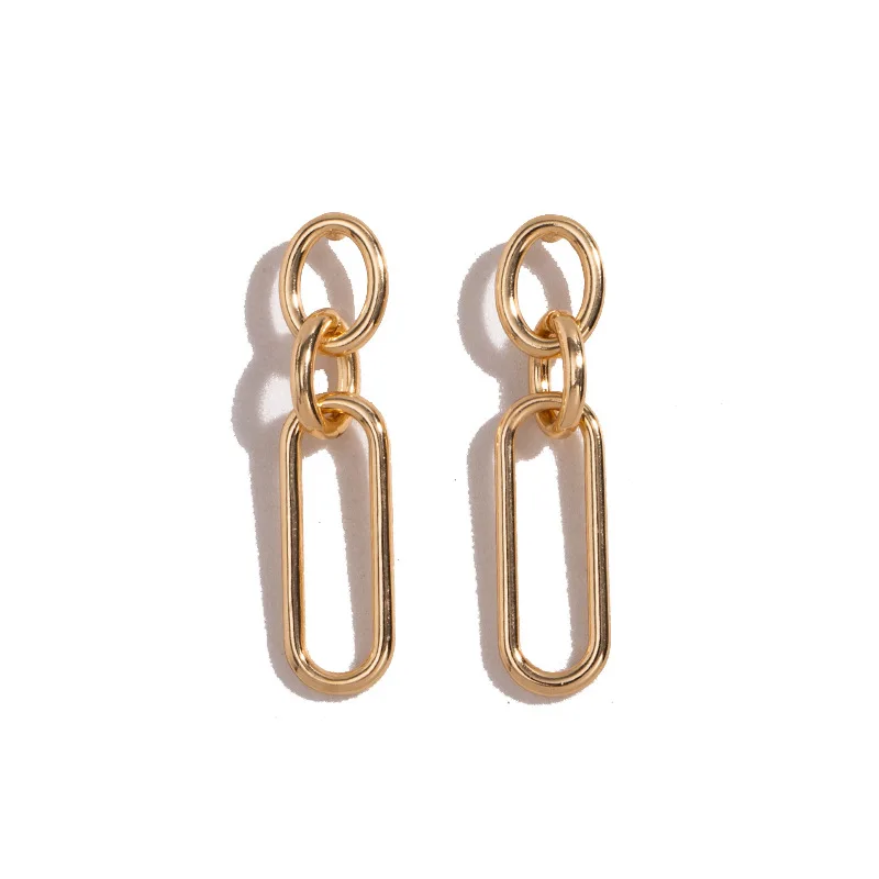 40 designs good polished paper clip dangle drop earring gold metal alloy copper link chain women female earrings