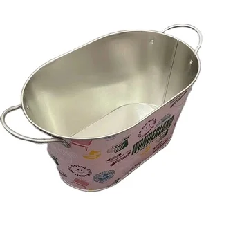 Oval shape  5L Target Challenge Bar Tool Beer Wine Champagne Galvanized Iron Metal Ice Bucket Tin Pail With Bottle Opener