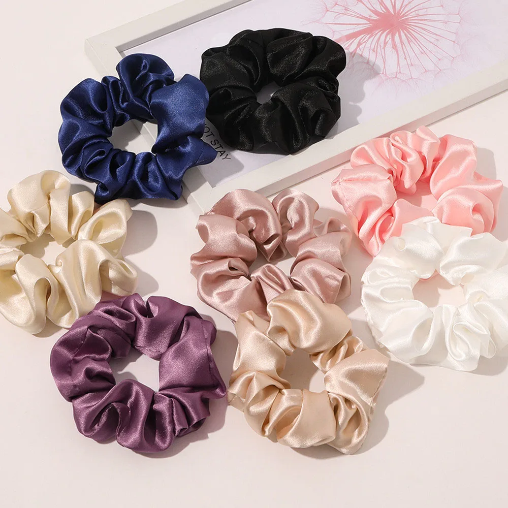
Mgirlshe Ins Popular Satin Hair Scrunchies Satin Hairband Wholesale Pure Colors Elastic Fashion Ponytail Holder Scrunchy Girls 