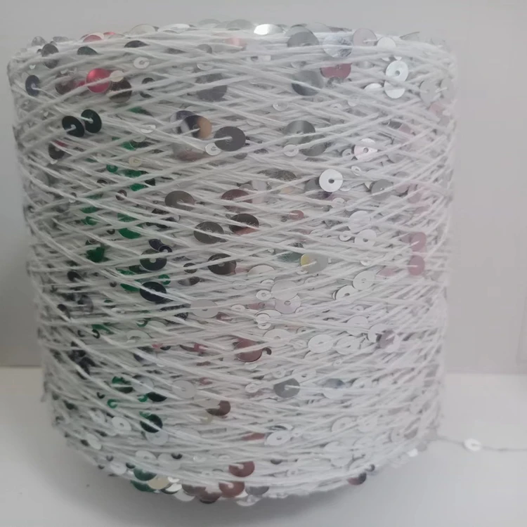 Wholesale Factory Price Shiny 2mm 3mm Sequin 100% Polyester Sequin Yarn for Hand Knitting Fancy Yarn