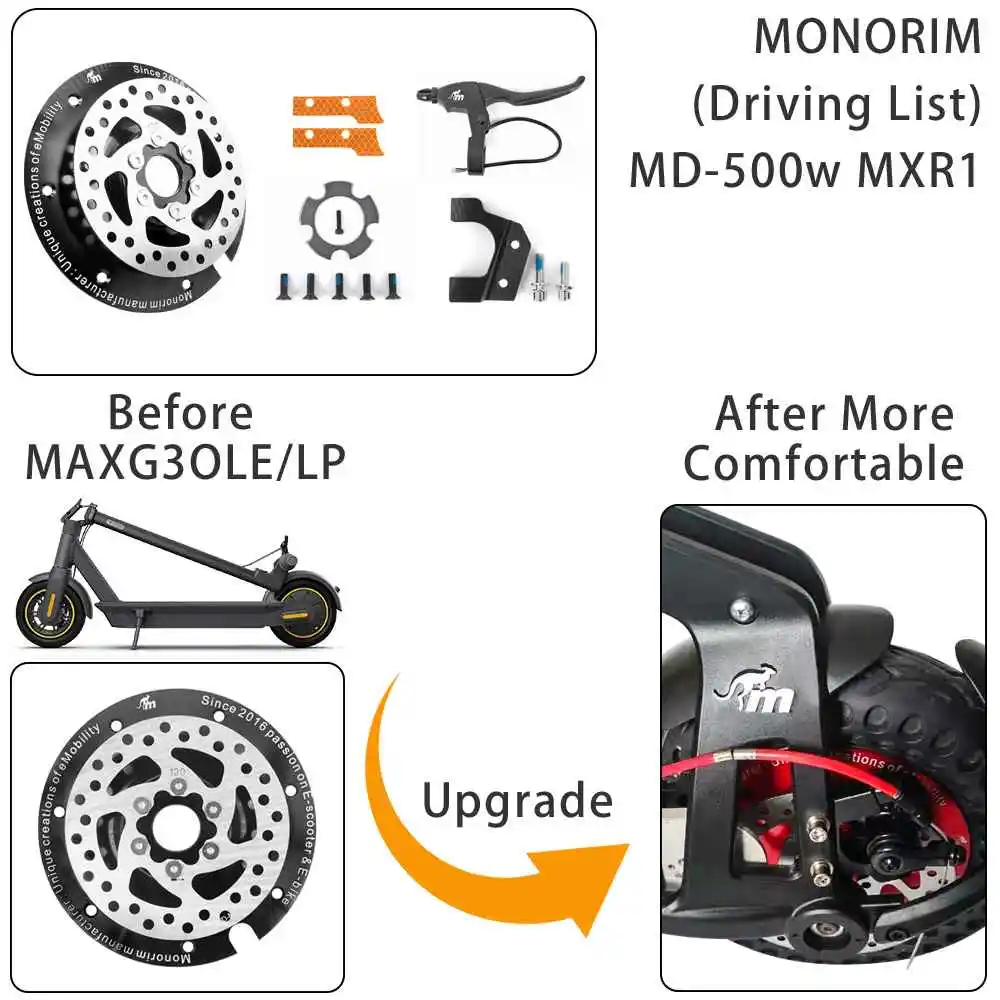MONORIM MD-MXR1 for Segway g30 max upgrade kit for rear suspension motor upgrade disc brakes  disc 140MM