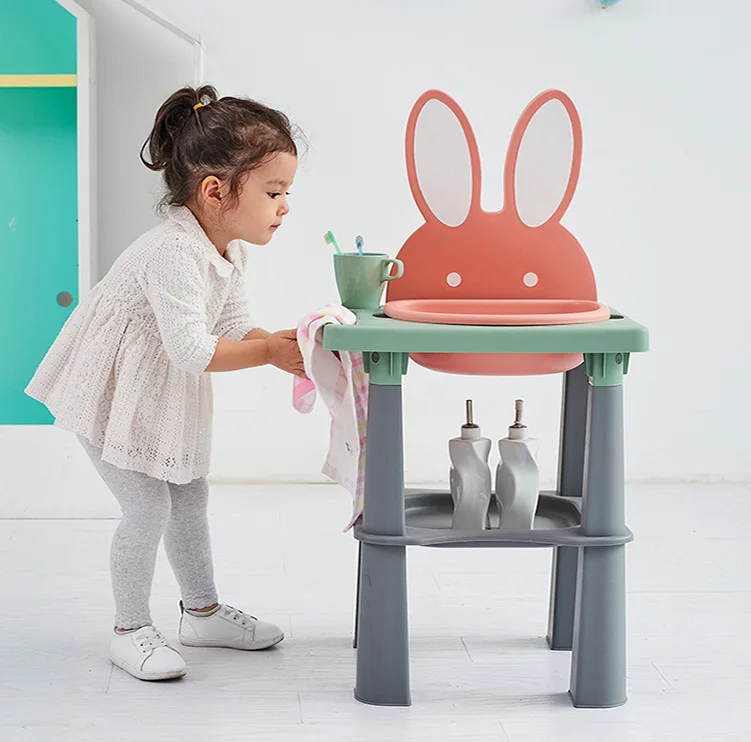 Hot selling PP Plastic Tooth Brushing Table Children Simulated kids Bathroom Basin for Preschool