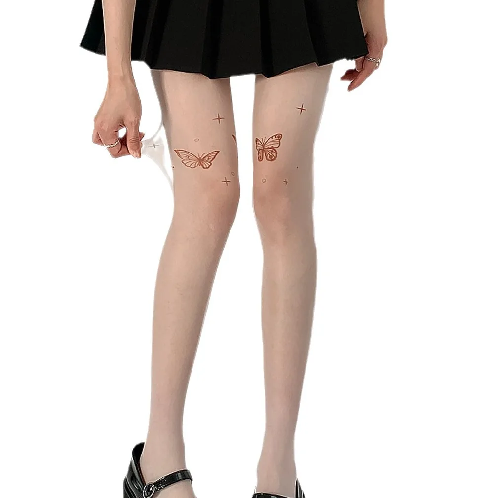 Women Rhinestone Fishnet Sexy Transparent Black Tattoo Lace Tattoo Socks Stocking Women Nylon Feet Tube Pantyhose