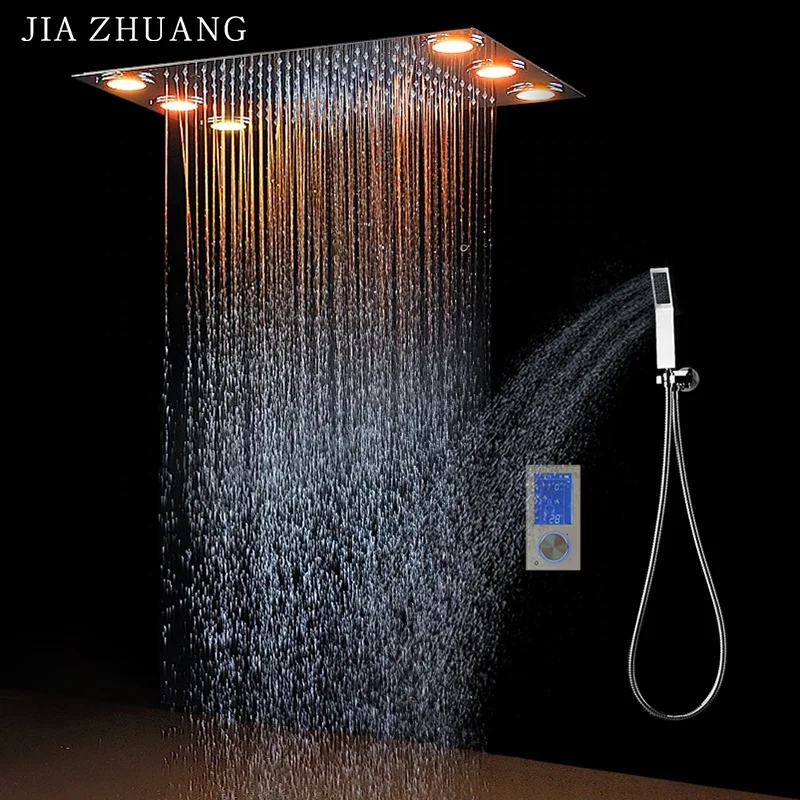 Цифровой термостатический потолочный светодиодный дождевой Душ HM для отеля, панель сенсорного управления для ванной комнаты, настенный смеситель, набор для душа