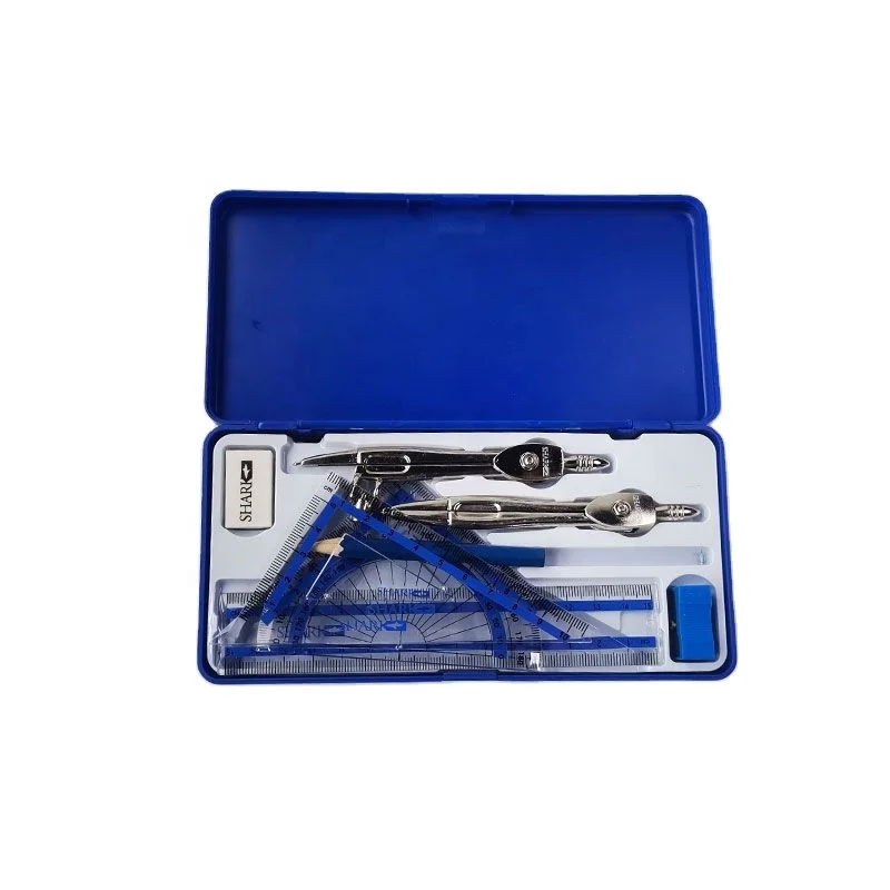 Пластиковый математический набор с компасом, школьные канцелярские принадлежности, школьный ученик, Геометрическая коробка, математический инструмент