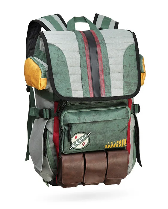 Custom Logo S tar-Wars Anti-Theft Multi-Pocket Big Capacity School Trolley Bag Green Canvas Backpack