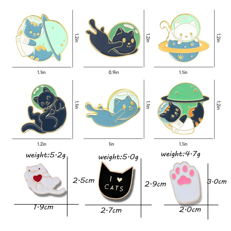 Factory Custom Wholesale Anime Cartoon Funny Metal Badge Lapel Hard Soft Cat Planner Enamel Car Pins Lot Bulk Brooch Pin Set
