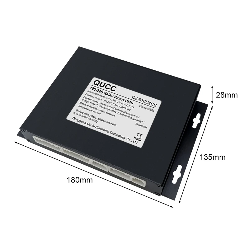 Qucc 10S-24S Smart BMS Same port relay 500A Li ion Lifepo4 LTO UART BT RS485 CAN Switch function