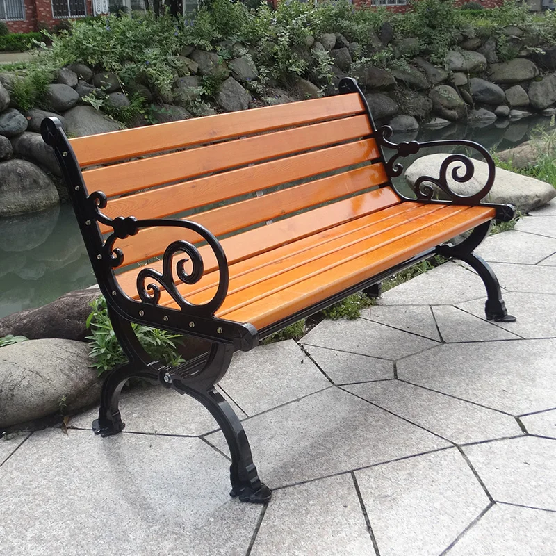 modern urban furniture city outdoor Solid Wood park bench patio seat garden long chair