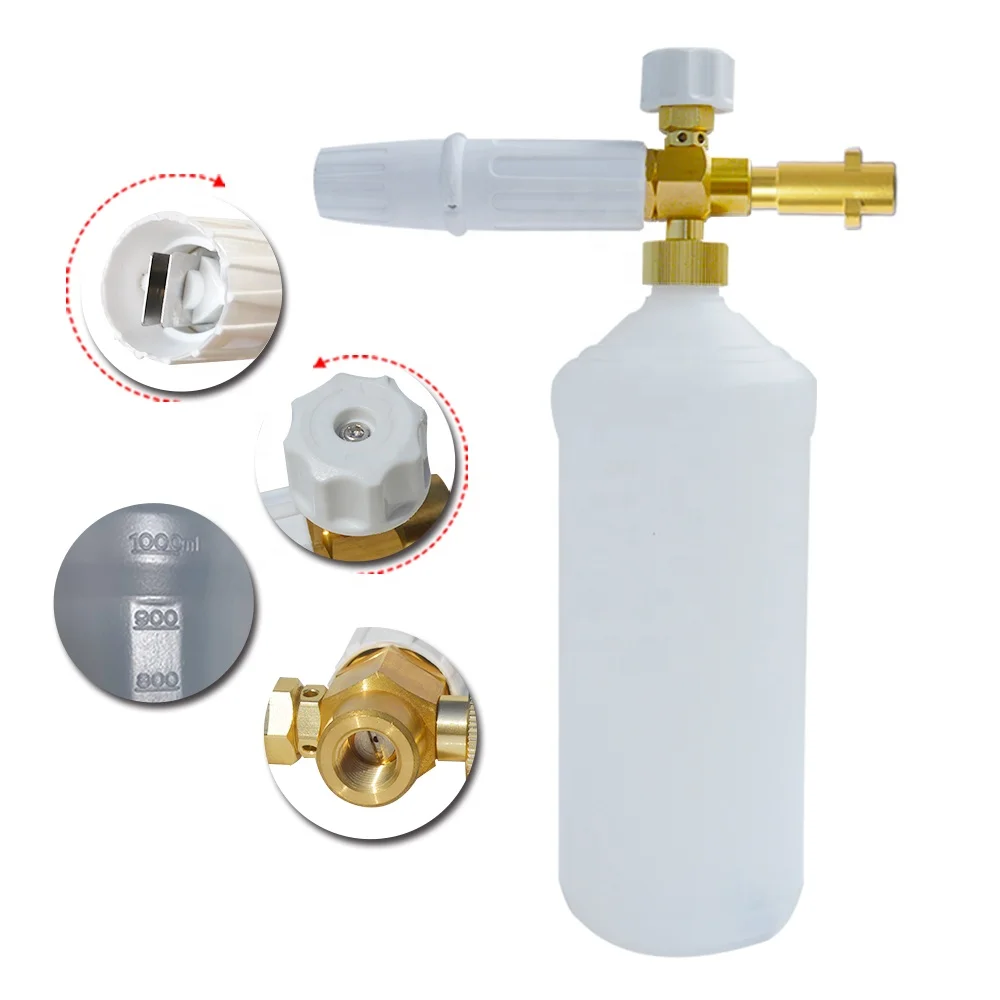 Pressure Washer White Snow Foam Lance Foam Cannon Foam Nozzle with 1L Tank & Karchers Adapter for Car Washer