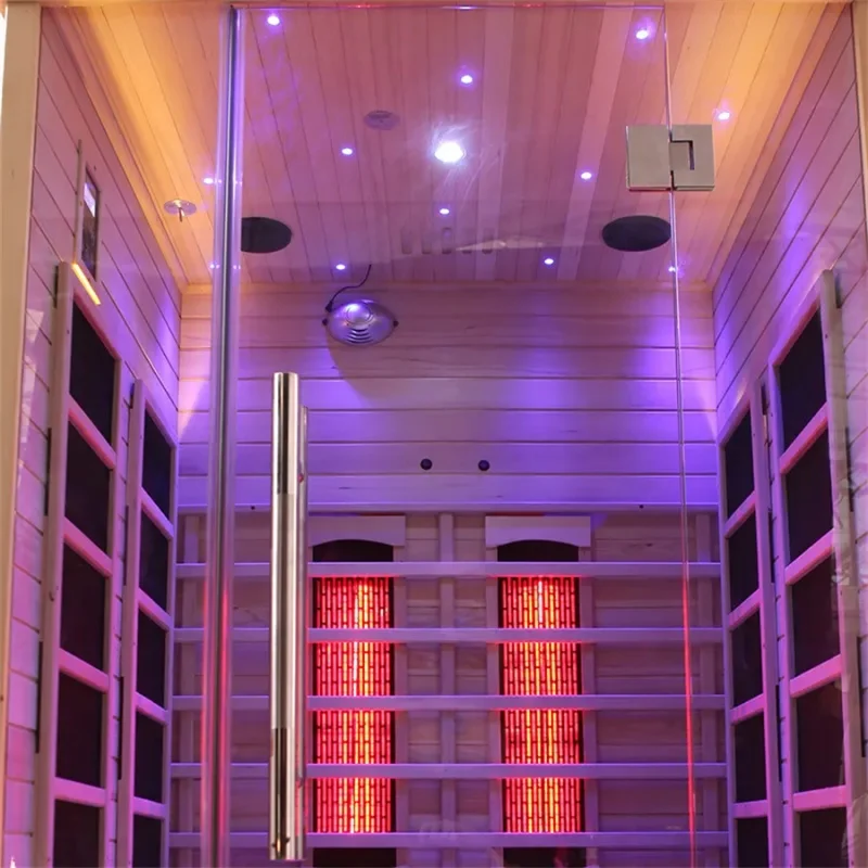 High end hemlock infrared dry sauna for 2 person indoor therapy sauna with control panel for off stress