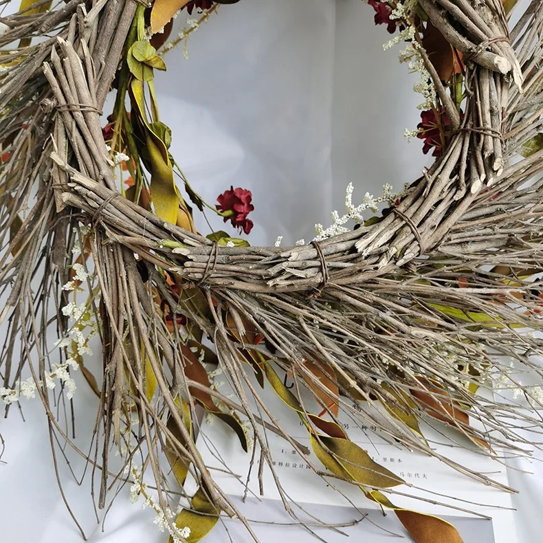 Autumn red daisy flowers wild flower wreath handcrafts wedding decoration faux daisy flower wreath