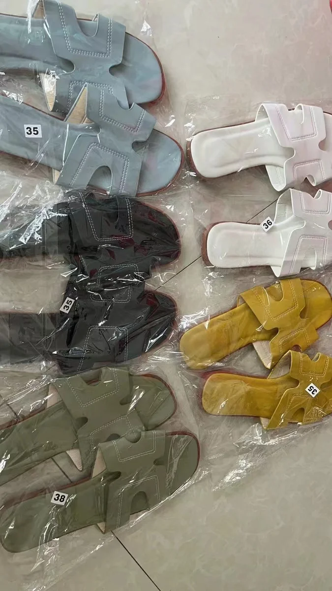 2022 open toe designer famous big brand flat women backless slipper sandals