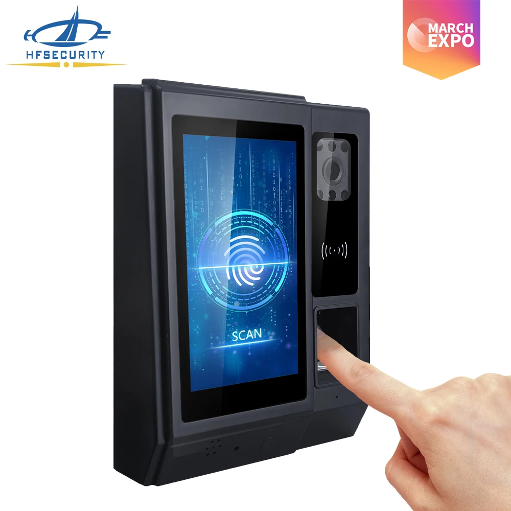 HFSecurity HF-A5 Smart Face++ Recognition Android POE Device Fingerprint Scanner Time Attendance Machine with Card Reader
