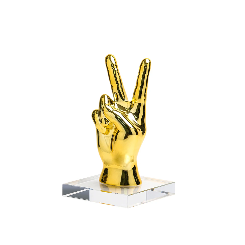 Luxury Home Decor Suppliers  Gold Finger Sculpture Stand Fashion House Interior Accessories Home Decoration Table Centre Pieces