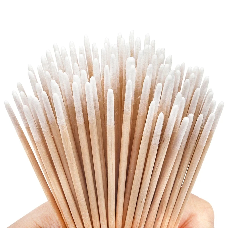 100pcs/bag Disposable Ultra-small Cotton Swab Double Head Lint Free Micro Brush Wood Cotton Buds Lash Extension Glue Clean