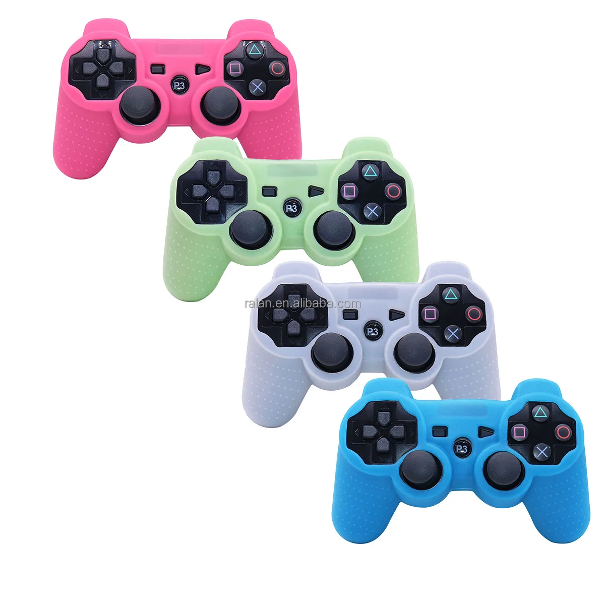 RALAN Glow in the Dark Gaming Joystick Gamepad PS3 Protective Shell Skin Silicone Case for Playstation 3
