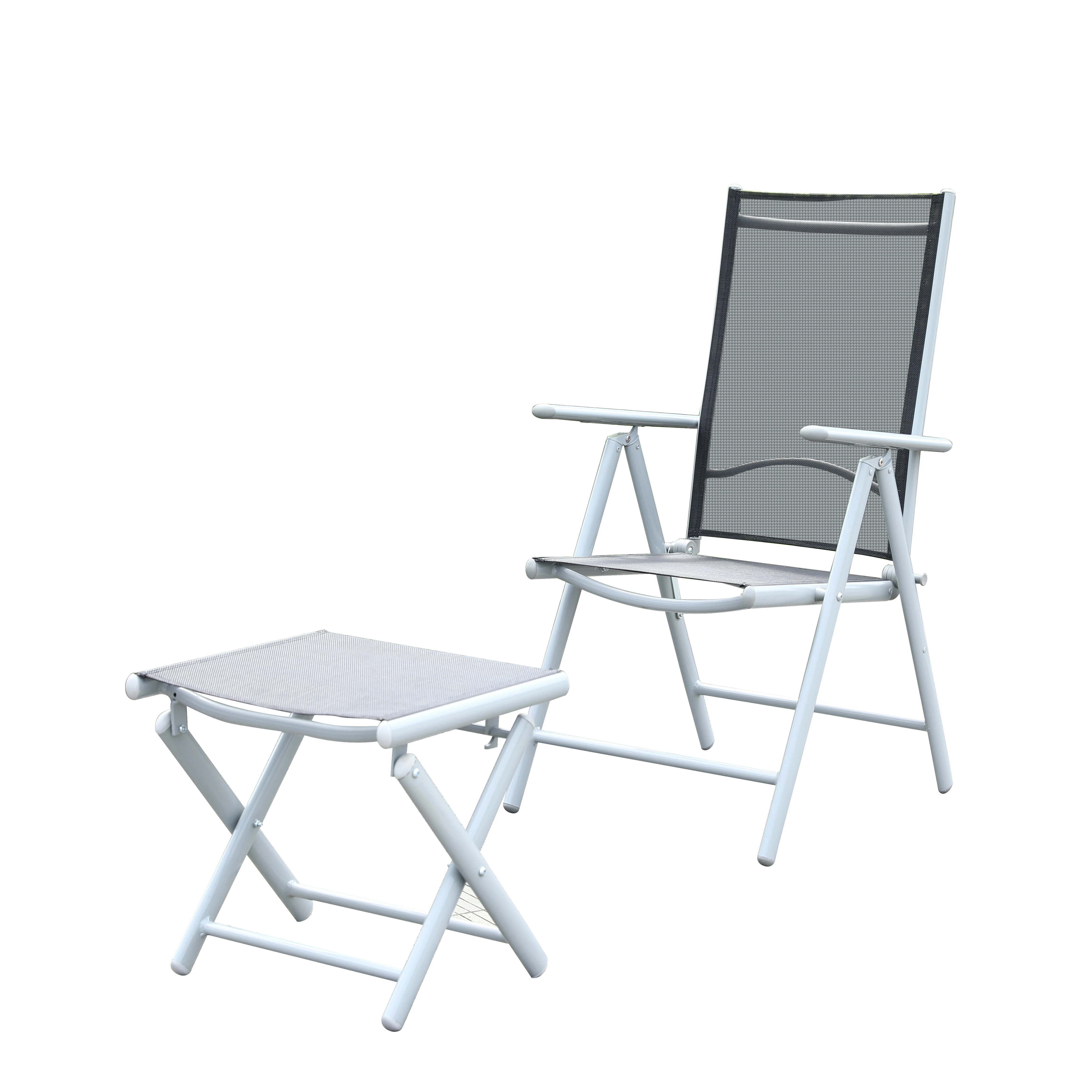 Ready to Ship Aluminum Outdoor Big Size Chair Folding Garden Camping Chair with footrest