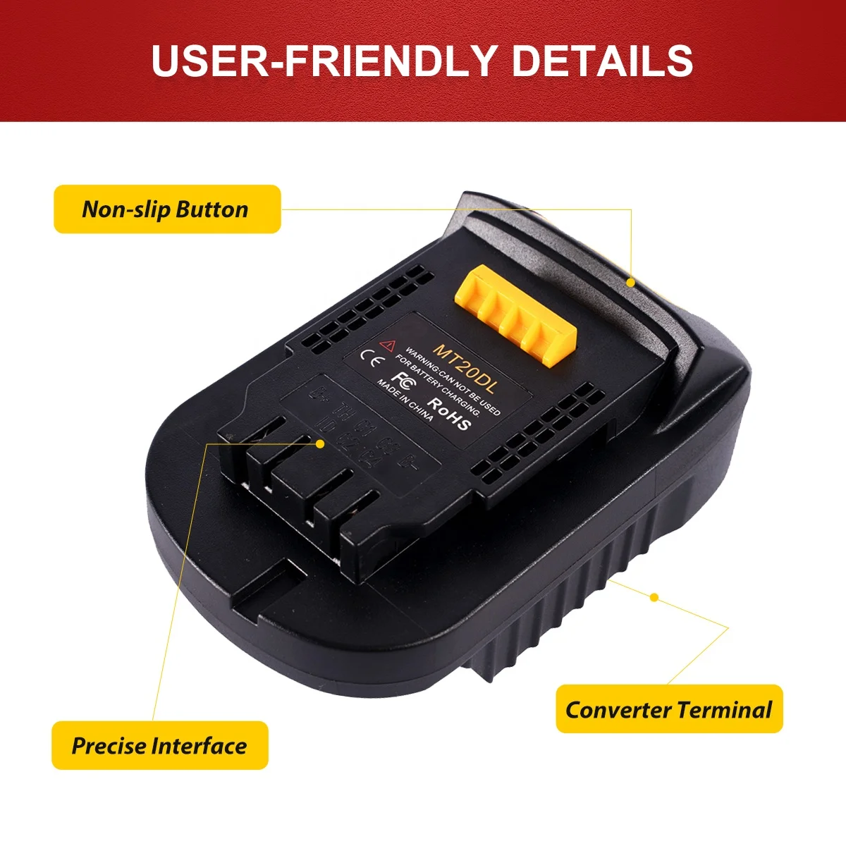 MT20DL Battery Adapter for Makita 18V Li-ion Battery Convert to Dewalt 20V Cordless Power Tools Battery Converter