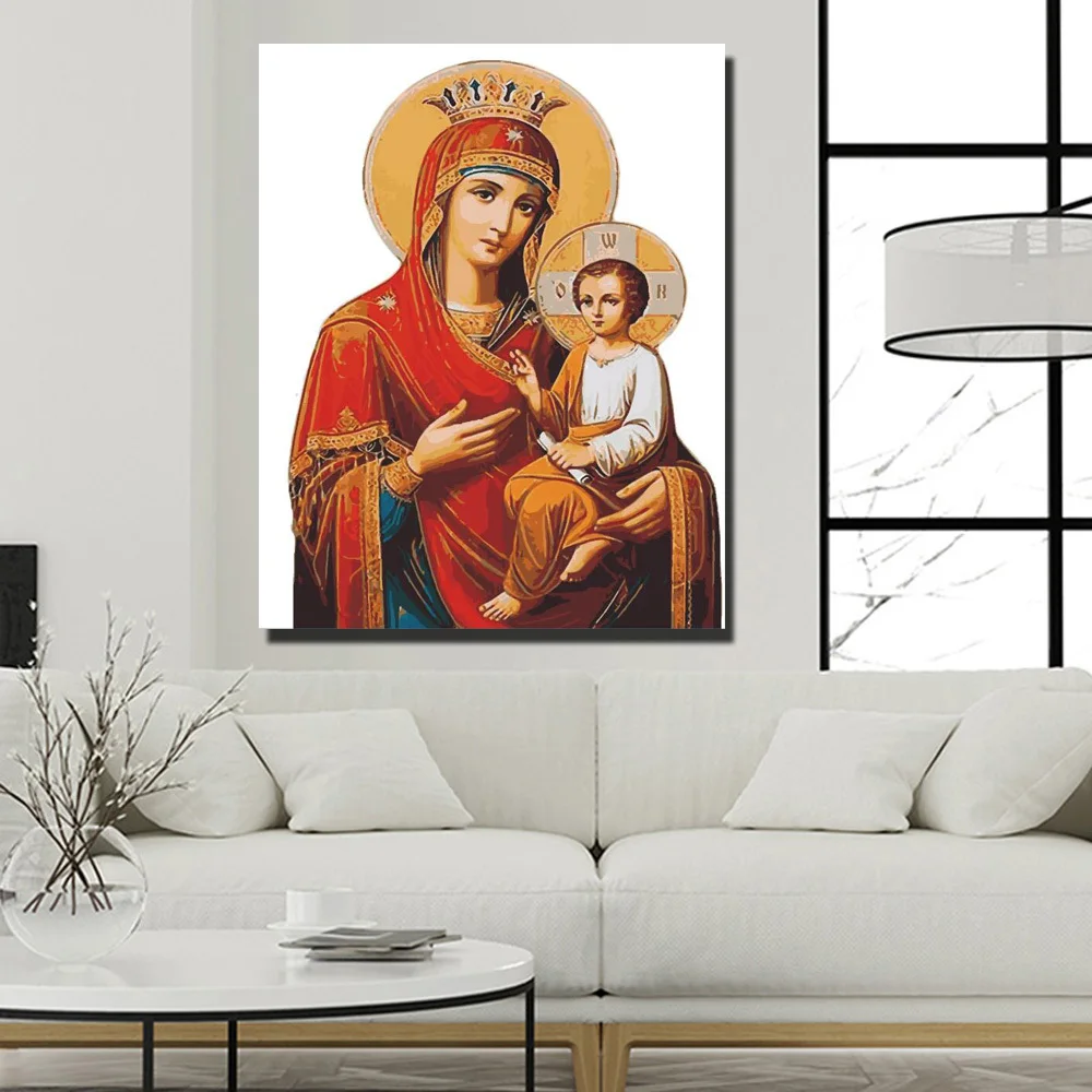 Virgin Mary And Jesus Canvas HD  Virgin Mary Painting Christian Wall Decor printing services posters wall pop art