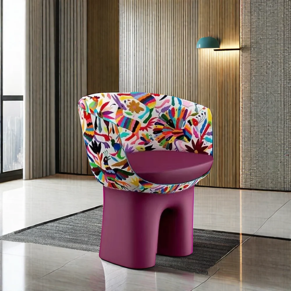 Italian designer glass fiber luxury printed fabric dining chair  Nordic doll chair