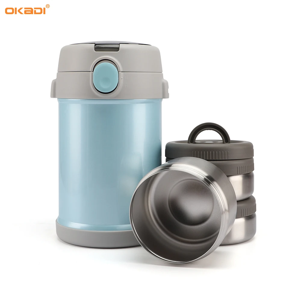 Double wall Vacuum Food flasks thermos insulated lunch hot food storage container food flask thermos with spoon