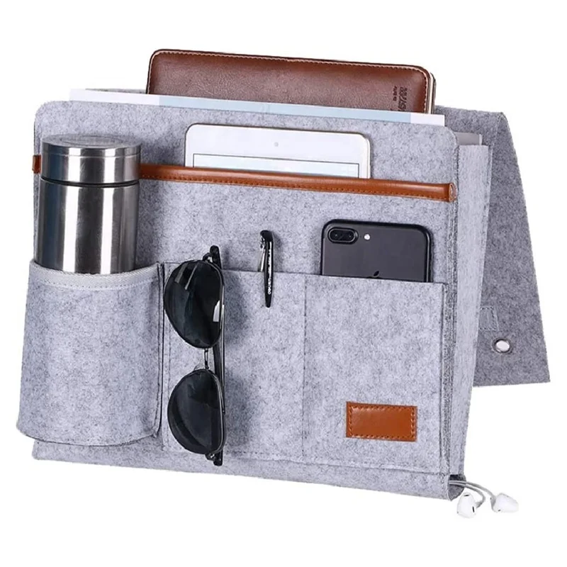 Anti-Slip Felt Bedside Storage Organizer Bags Bedside Side Hanging Pouch Pockets Home Storage  Holder Pockets Felt Storage Bag