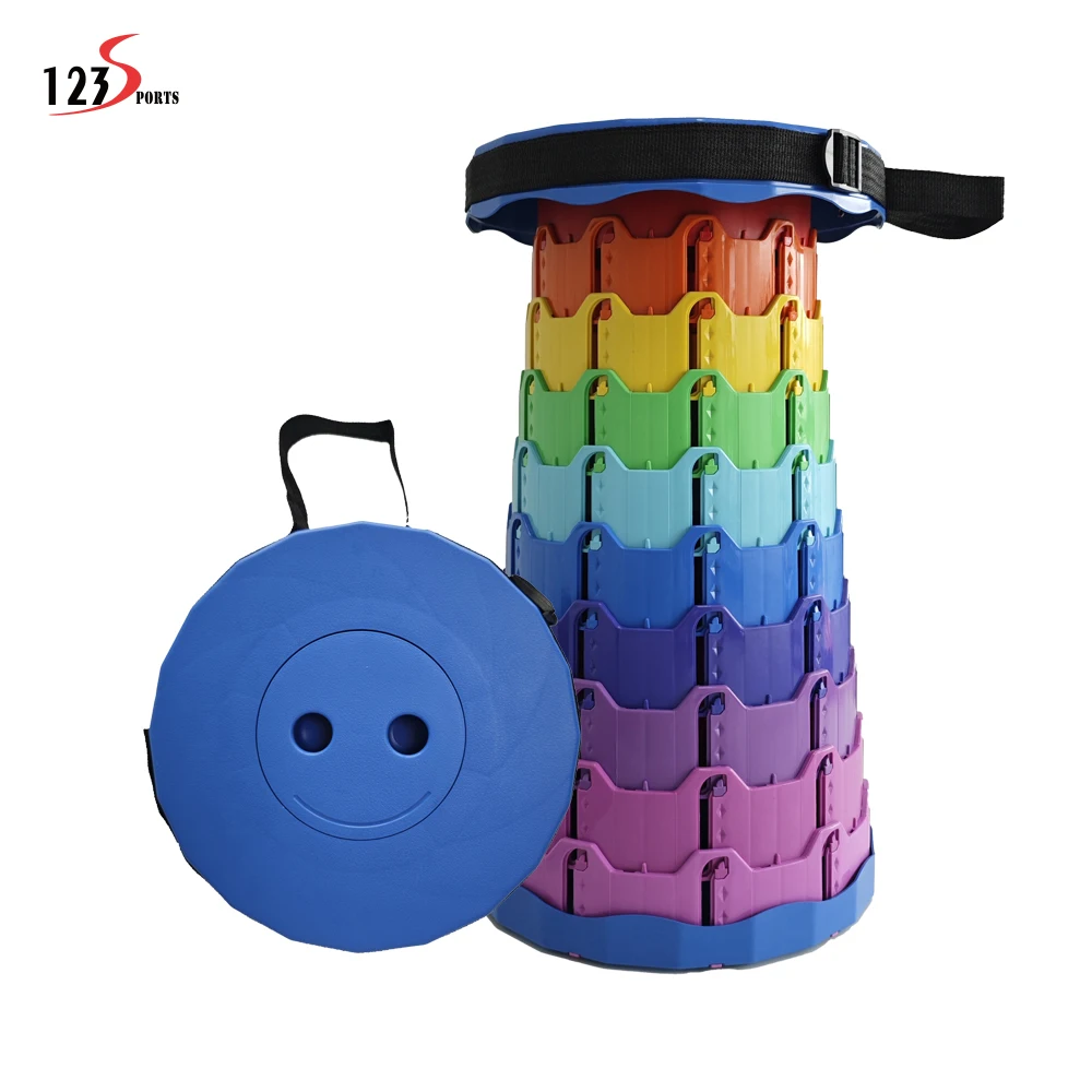 Modern Design In Stock Blue Rainbow Plastic Telescopic Stool For Multi-Purpose Seat Use In Home School Office Outdoor Areas