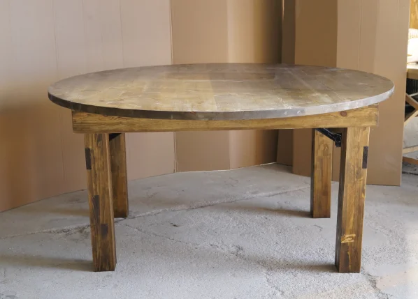 Solid Pine Wood Dining Round Table Folding Farm House Outdoor for Wedding Party Farm Table