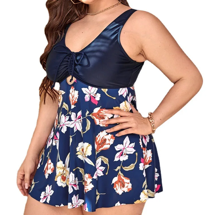 4XL V Neck Tankini Set with Bottom Plus Size Swimwear 2023 Wholesale Modest Swimsuit Womens Bathing Suits Plus Size Swimwear