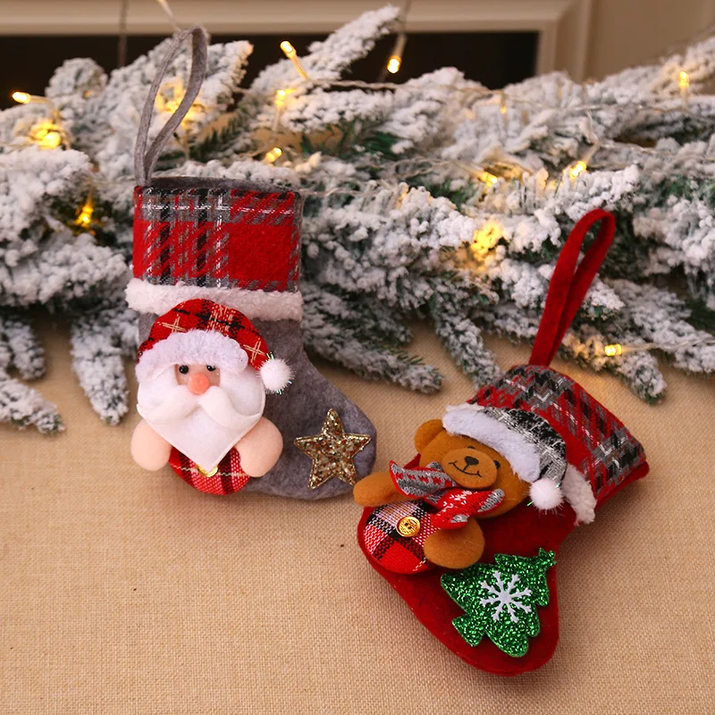 New Year Christmas Stockings Socks With Snowman Santa Elk Bear Christmas Stockings Christmas Tree Decorations