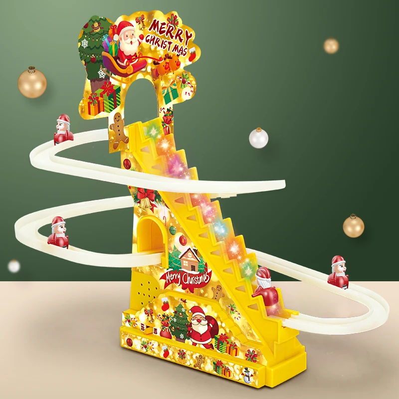 Christmas track slide stairs toys Plastic Game Set Race Electric Slide Track Toys Game