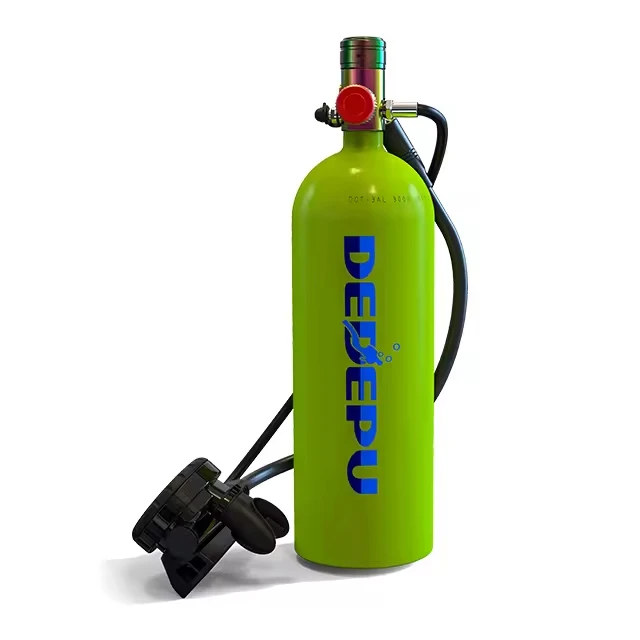 DEDEPU D600 2.3L With airbag Press deflated scuba adapter with strap tube Green dry breathing tube Air Tank scuba