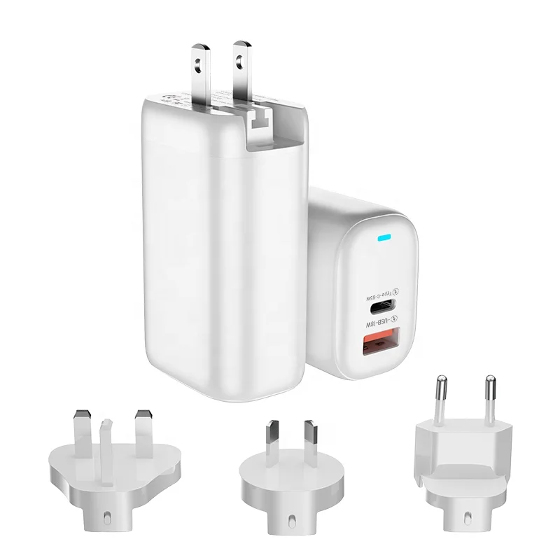 Hot Selling 65W GaN Type-c Charger Quick Charge QC3 Wall PD Charger 3 Ports Universal Wall Charger 20V Power Adapter