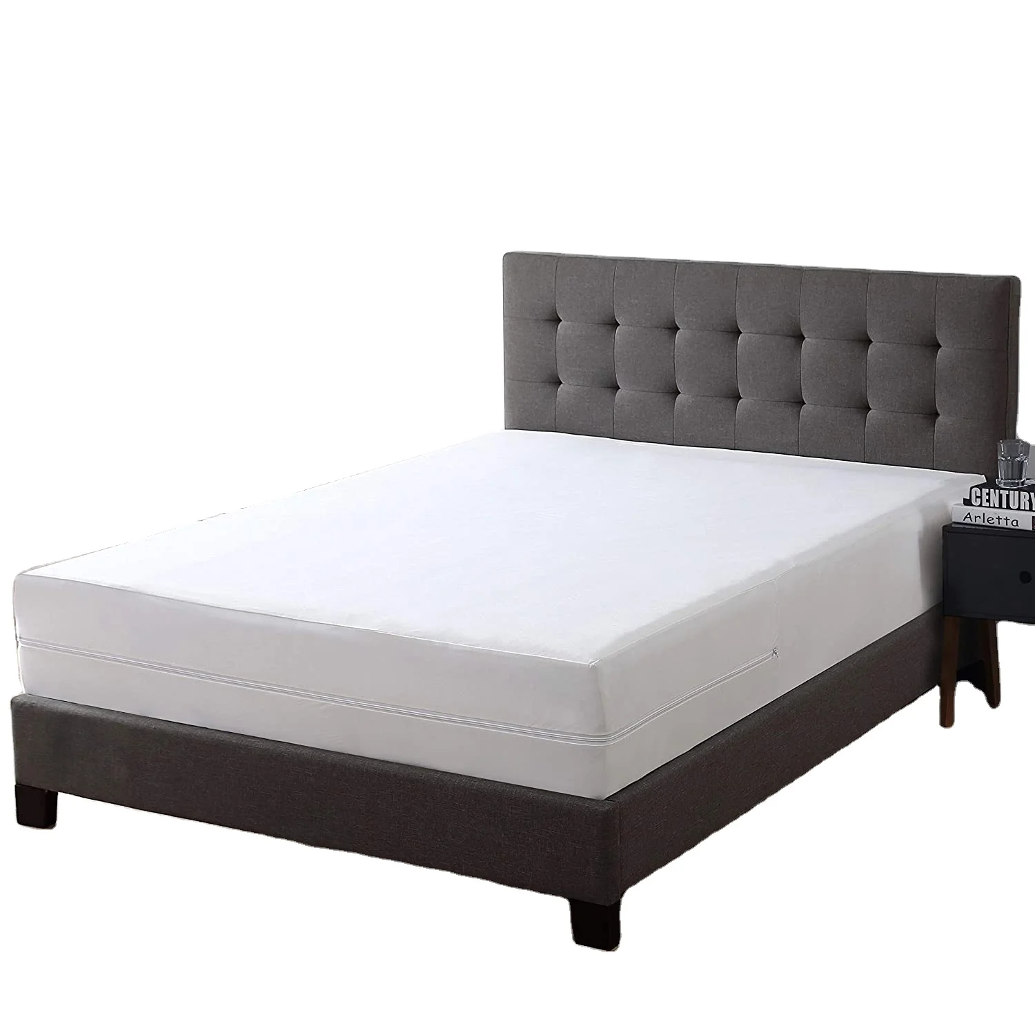 На молнии защитный чехол для матраса Ультра мягкий хлопок махровая поверхность 6-боковые водонепроницаемый