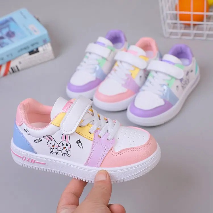 2024 new design kids china shoes Casual New Girl Cartoon Cute Single Shoes School Little White Shoes for Girls