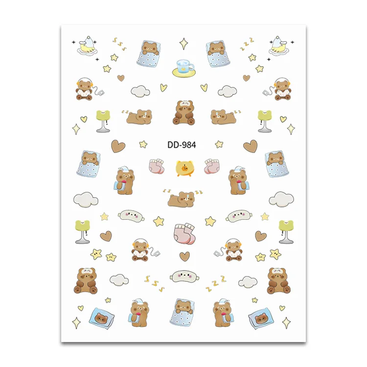 Yitong DD-0984 animal bear pattern gel polish luxury uv nail stickers
