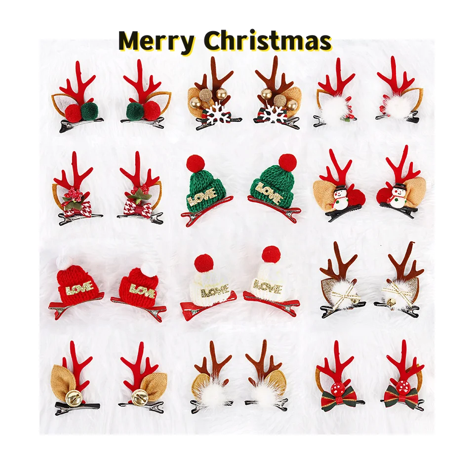 New Christmas Holiday Hair Deer Horn Antler Hairclip Hairgrips Santa Hairpin Reindeer Christmas Hair Clips