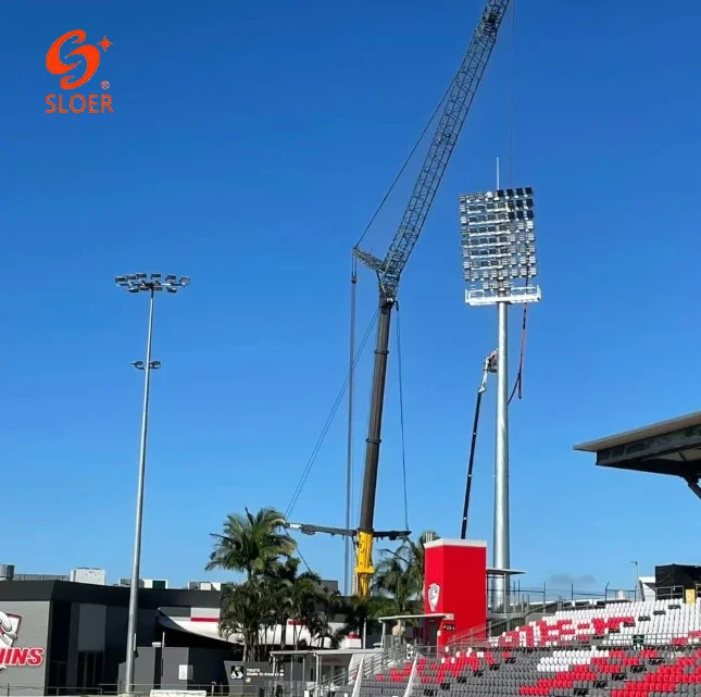 SLOER Outdoor 15m 20m 25m 30m stadium football golf field lifting system high mast light  lamp pole
